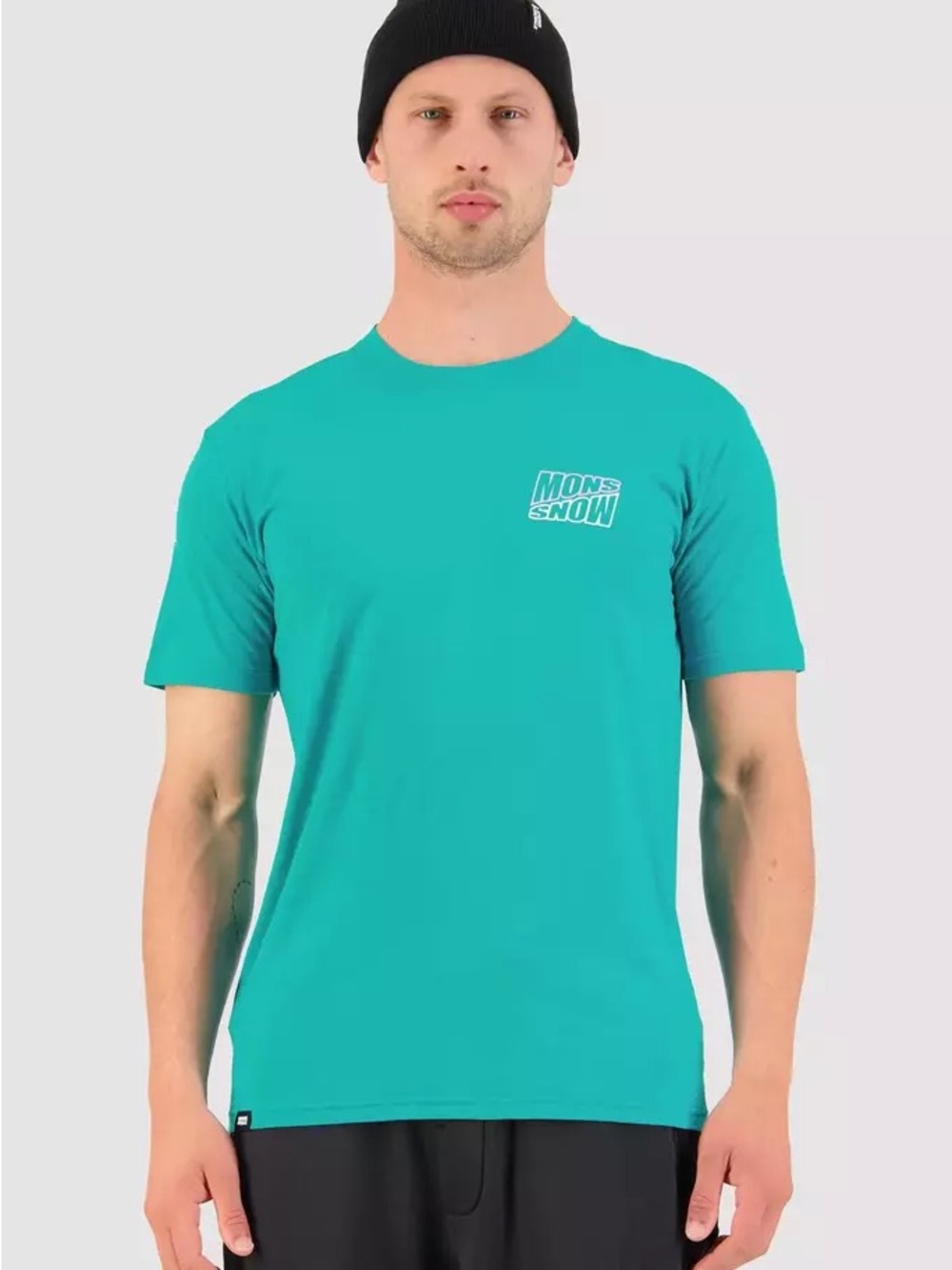 Men's Mons Royale Icon Merino Wool Teal Short Sleeve Tee Shirt, Large